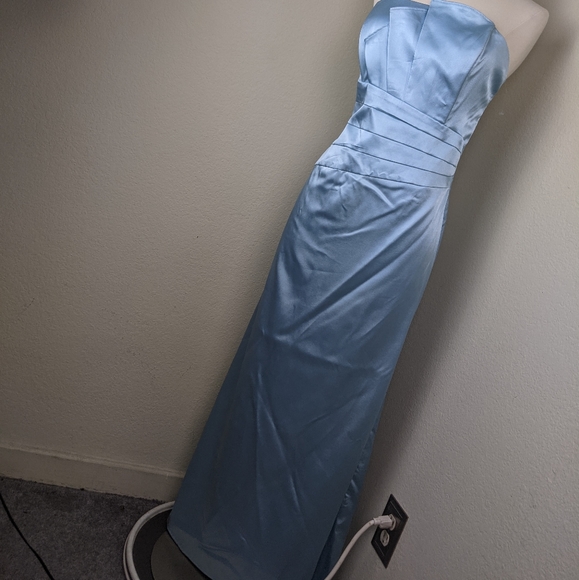 Jessica McClintock 14 VTG Prom Art Deco Blue Strapless Formal Maxi Gown - Picture 3 of 8